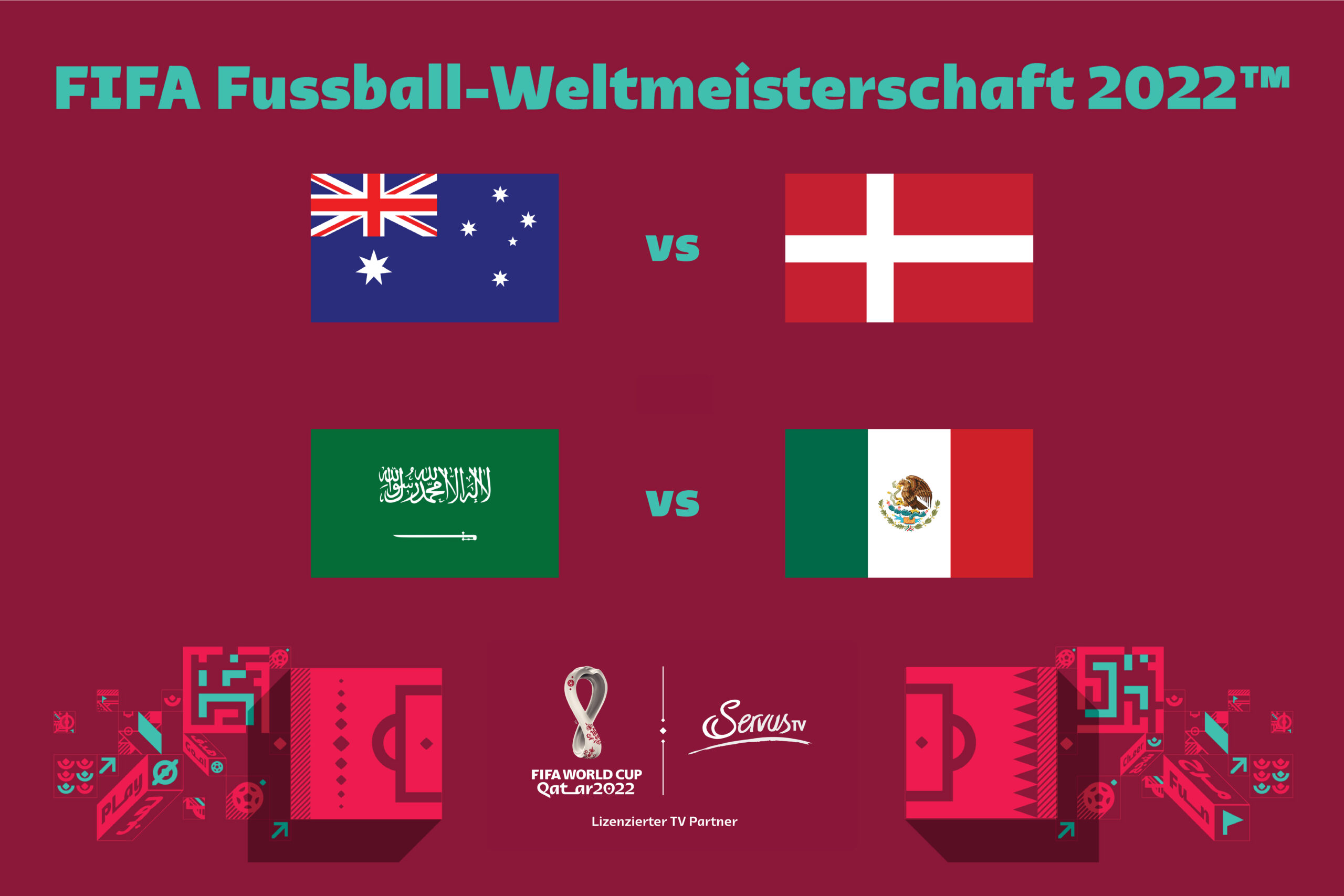 FIFA Fussball-Weltmeisterschaft: Australien vs Dänemark und Saudi-Arabien vs Mexiko