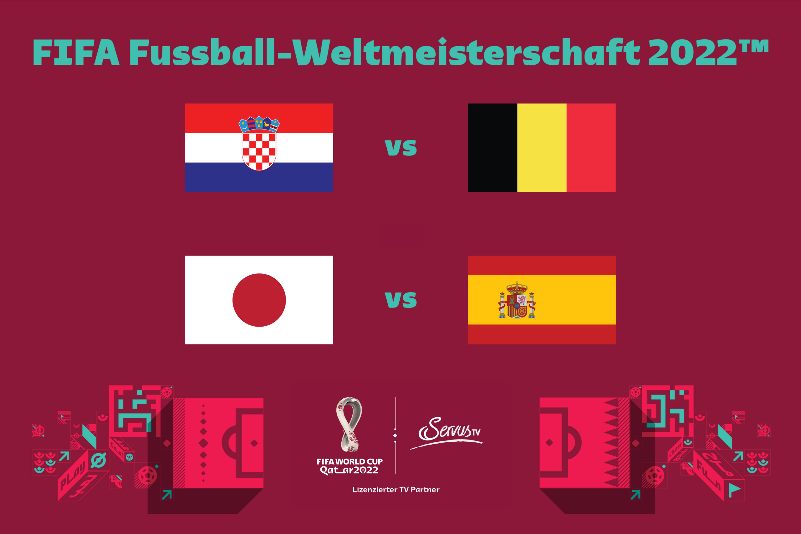 FIFA Fussball-Weltmeisterschaft: Kroatien vs Belgien und Japan vs Spanien