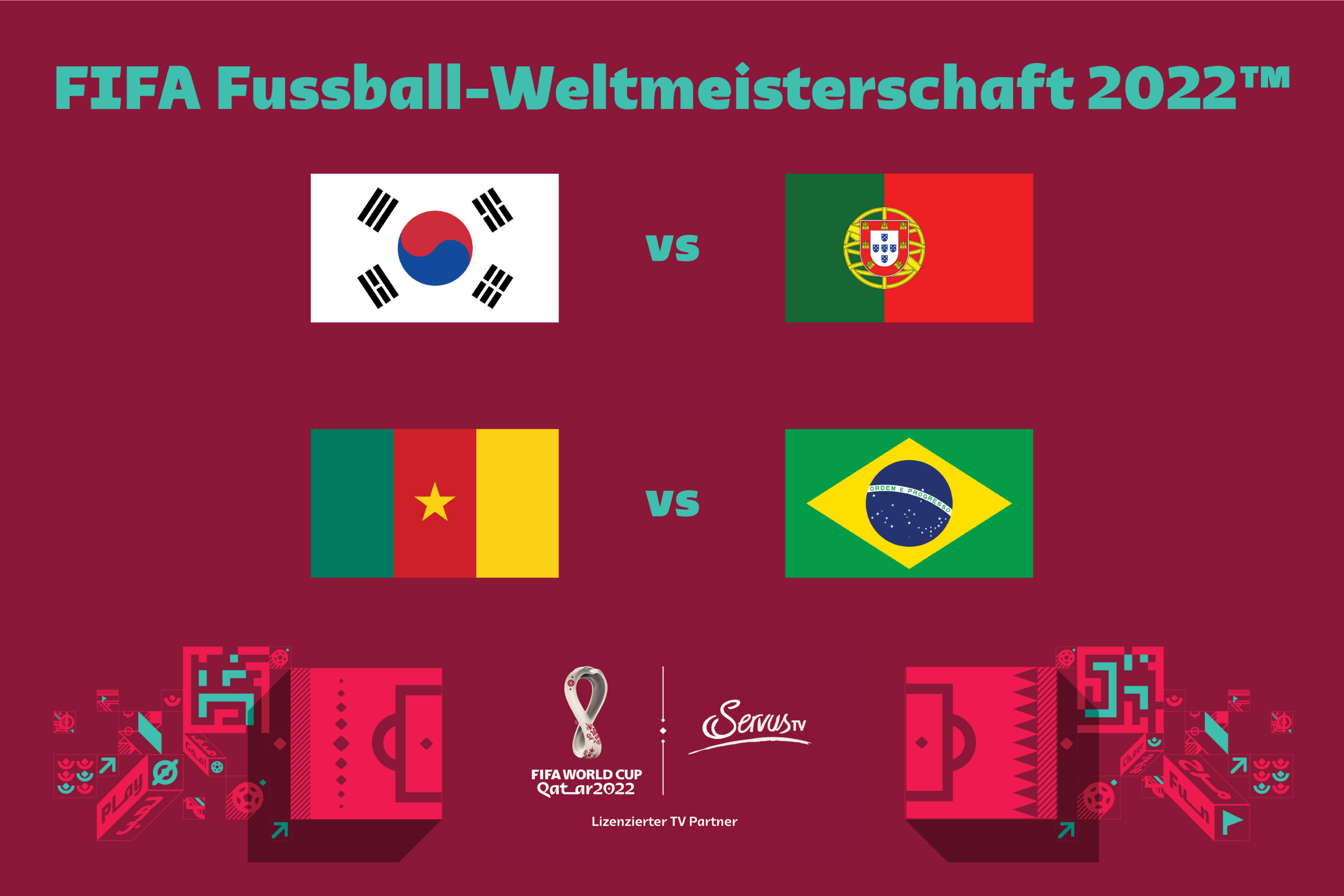 FIFA Fussball-Weltmeisterschaft: Südkorea vs Portugal und Kamerun vs Brasilien